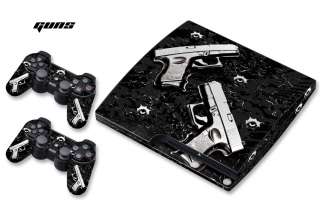 SKIN for PS3 SLIM + CONTROLLER PLAYSTATION 3 MOD GUNS  