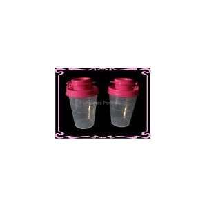  Tupperware Clear Salt and Pepper Shakers Set with Hot Pink 