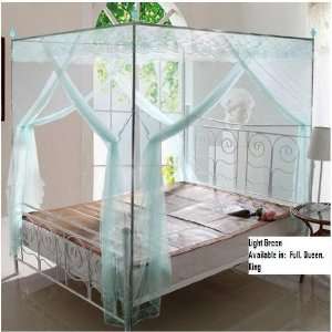  Green Lace Luxury 4 Post Bed Canopy Mosquito Net Set Frame 