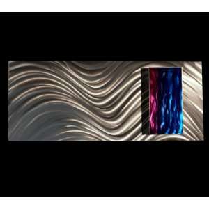  single panel metal wall art sculpture   inversion blue 