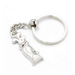 Rhodium plated golf bag and golf clubs key ring with presentation box