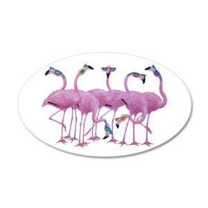   Wall Vinyl Sticker Cool Flamingos with Sunglasses 