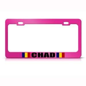  Chad Flag Pink Country Metal license plate frame Tag 