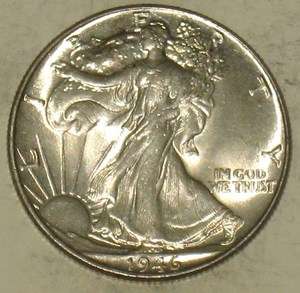 1946 WALKING LIBERTY SILVER HALF DOLLAR GRADING GEM BU P46  