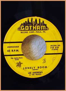 DOO WOP R&B 45 Lee Andrews LONELY ROOM Gotham 7 G 319 Original 1956 