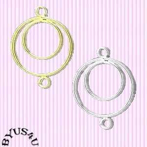 LINK CONNECTOR DOUBLE HOOP 18mm GOLD or SILVER PLATE 10  