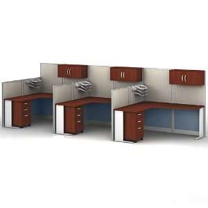   Desk Cubicle Set, 3 Cubicles with Accessories, Hansen Cherry Office