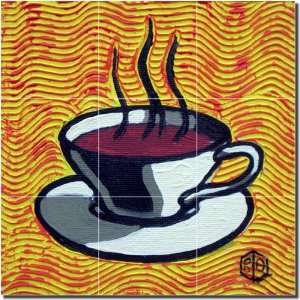 Coffee Cup   Yellow by Beaman Cole   Artwork On Tile Ceramic Mural 