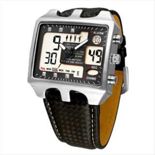   Digital Dual Time Core Sport LEATHER Band Wrist Quartz Stop Watch