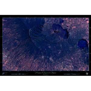 Masaya and Laguna de Apoyo, Nicaragua Satellite map/print art 36x24 