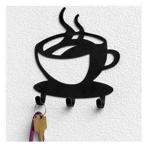  Coffee House Cup Java Silhouette Wall Mounted Key Hook Art 
