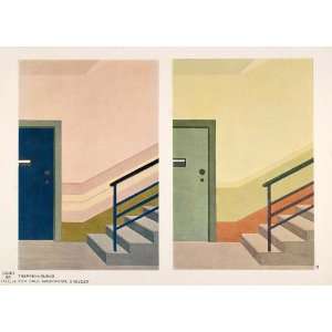  1930 Art Deco Interior Design Staircase Stairwell Print 