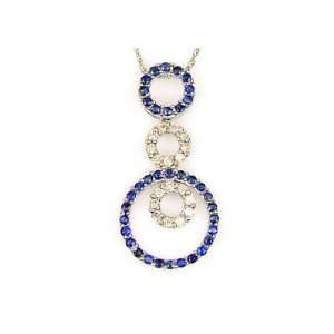  Sapphire Diamond Circle of Love Necklace 14k white gold 