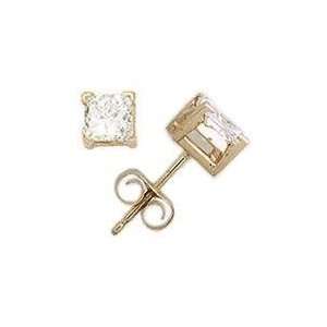  1/7 ct.tw Princess Diamond Solitaire Earrings in 18 kt 