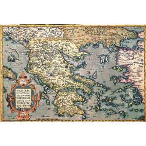  Map of Greece by Abraham Ortelius. Size 26.50 X 17.75 Art 