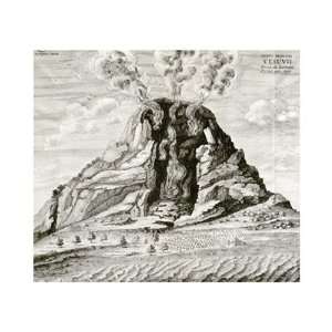  Engraving of Vesuvius Erupting by Athanasius Kircher . Art 
