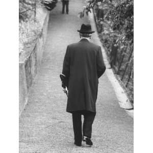 Konrad Adenauer Strolling Up the Footwalk to His Rhondorf Home 