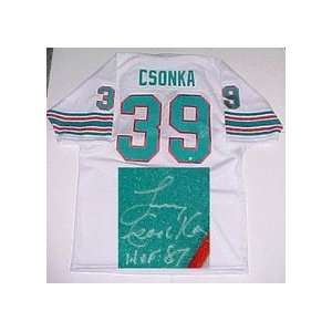 Larry Csonka, Miami Dolphins NFL Authentic Autographed White Throwback 