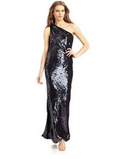 ABS   Sequin One Shoulder Gown