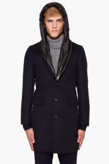 Paul Smith Leather Lapel Wool Coat for men  
