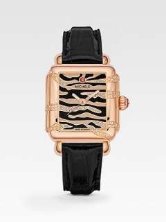 Michele Watches   Deco Diamond Safari Tiger Strap Watch    