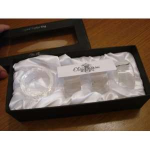 Oleg Cassini Genuine Crystal Napkin Rings   Set of 4   New in Box