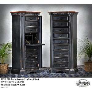  One Park Avenue Locking Chest   Black 69H Cabinet Solid 