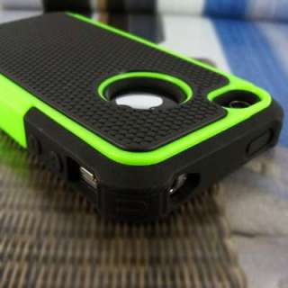 EMPIRE Apple iPhone 4 / 4S Neon Green and Black Armor Case Cover 