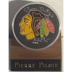  Pierre Pilote Autographed Puck with Holder and COA Sports 