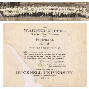 Autographed 1928 Pop Warner Football Glenn Warner and Robert Zuppke 