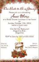 Fall Candle Leaves Wedding Bridal Shower Invitations  