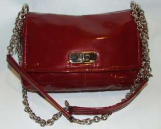   Leather Flap Convertible Strap Handbag Purse 17854 Red/Wine  