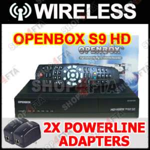 NEW OPENBOX S9 HD FTA RECEIVER OPEN BOX + 2X POWERLINE  
