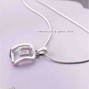   Fashion Womens G Letters Silver Rhinestone Pendant Necklace  