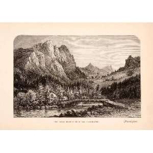  1905 Wood Engraving Sasso Bianco Coredevole Valley Italy 