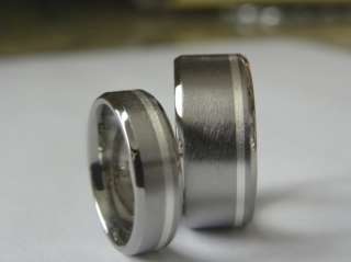 Titanium Silver Inlay Ring SET Bands AX101 Your Sizes  