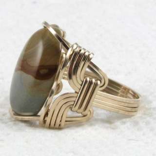 Owyhee Desert Jasper Gemstone Ring 14K Rolled Gold  