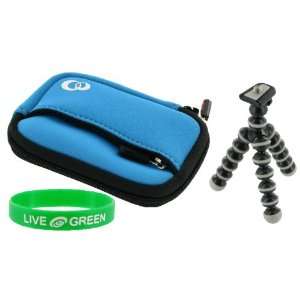   Case and Premium Tripod for Olympus FE 4030 Digital Camera Blue