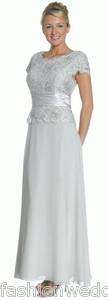 Mother of the bride groom gown dressy Formal Silver  