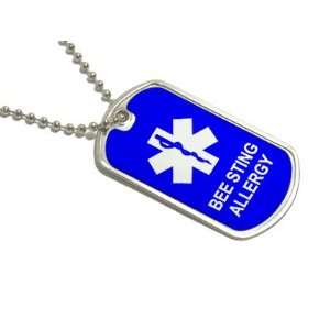  Bee Sting Allergy   Military Dog Tag Keychain Automotive