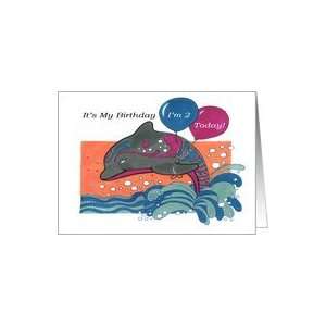  Dolphin Kids 2nd Birthday Party Invitation Card Toys 