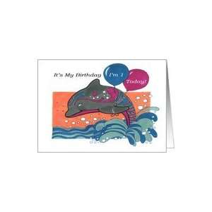  Dolphin Kids 1st Birthday Party Invitation Card Toys 