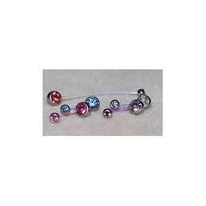  Double Gem Flexible Maternity Belly Button Ring 