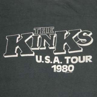 1980 THE KINKS USA VTG TOUR T SHIRT CONCERT FADED SOFT  