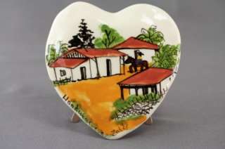 Vintage Hand Painted Honduras Village Heart Trinket Box  