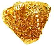 0679 Hindu Monkey Lord Hanuman OM Gold Plated ring  