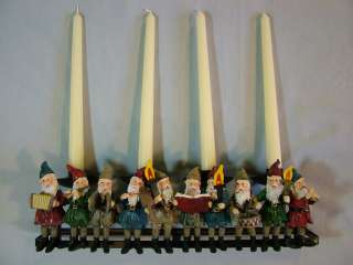 Beautiful 12 Elves Caroling Christmas Candle Holder (Holds 4 Tapers 
