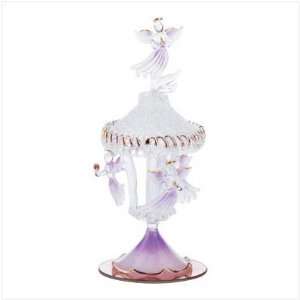  Elegant Spun Glass Angel Merry Go Round Carousel Figure 