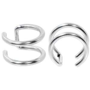 Illusion Fake 2 ring Stainless Steel Non Pierced Clip On Closure Ring 