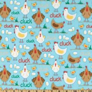 44 Wide On The Farm Flannel Chickens Teal Fabric By The 